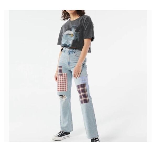 Hollister Denim - Hollister Patchwork Ultra High-Rise Dad Jeans